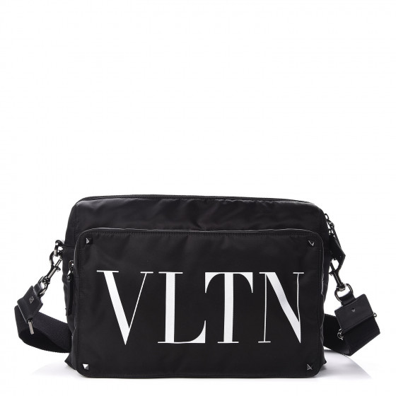 VALENTINO Nylon Mens VLTN Padded Messenger Bag Black 413053