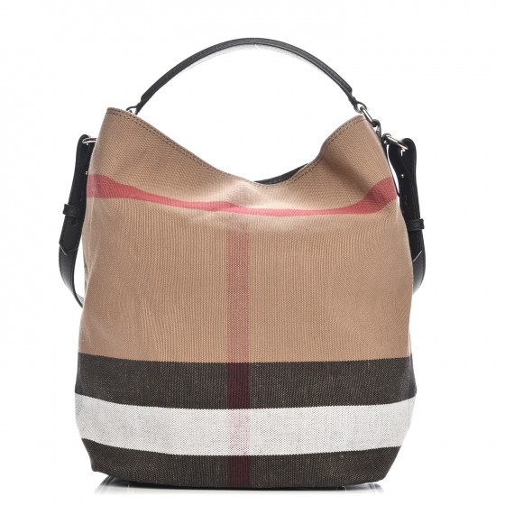 burberry canvas check medium ashby hobo