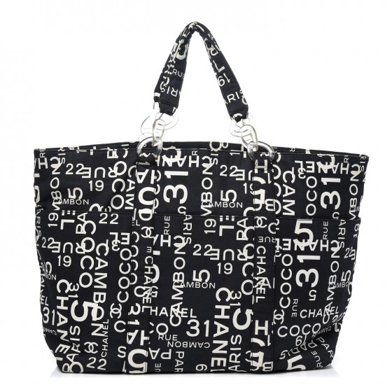 chanel beach bag black