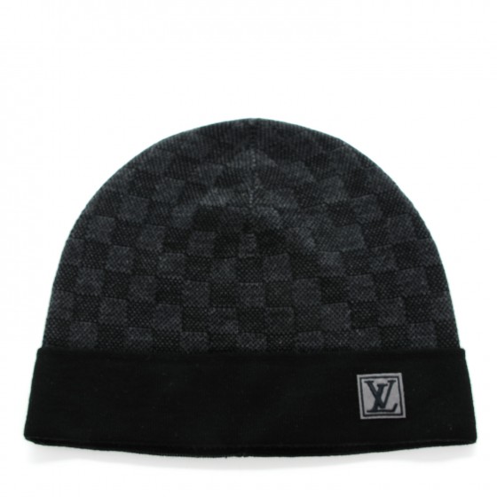 LOUIS VUITTON Wool Petit Damier Hat NM Graphite 157754