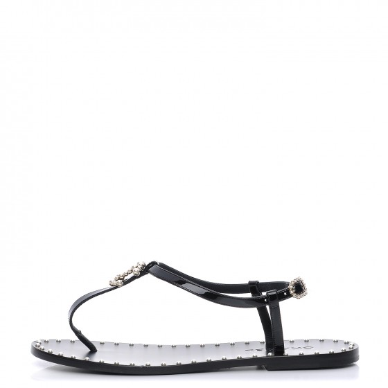chanel cc black sandals