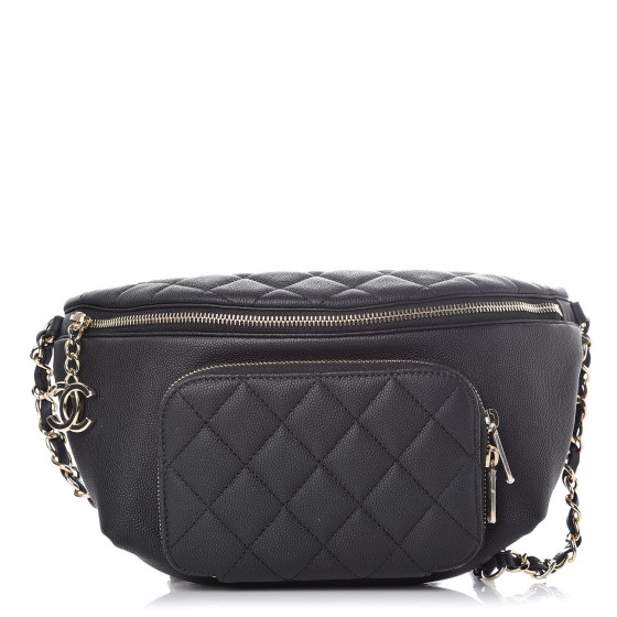 CHANEL Caviar Quilted Business Affinity Waist Bag Black 344466