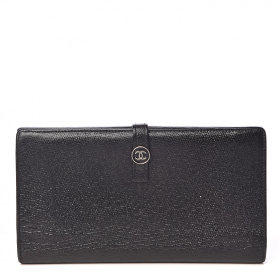 CHANEL Grained Calfskin CC Button Long Wallet Black 495293 | FASHIONPHILE
