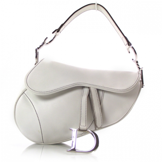 christian dior white leather saddle bag