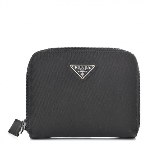 PRADA Tessuto Nylon Compact Wallet Black 516246