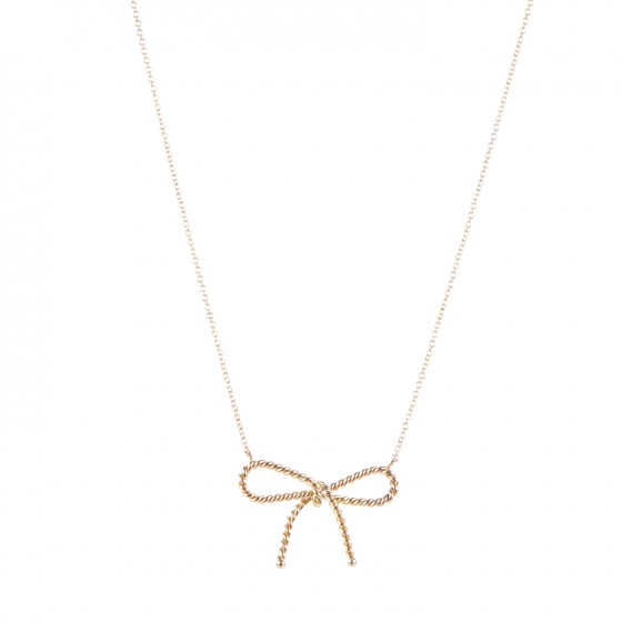 Tiffany 18k Yellow Gold Twist Bow Pendant Necklace 160105