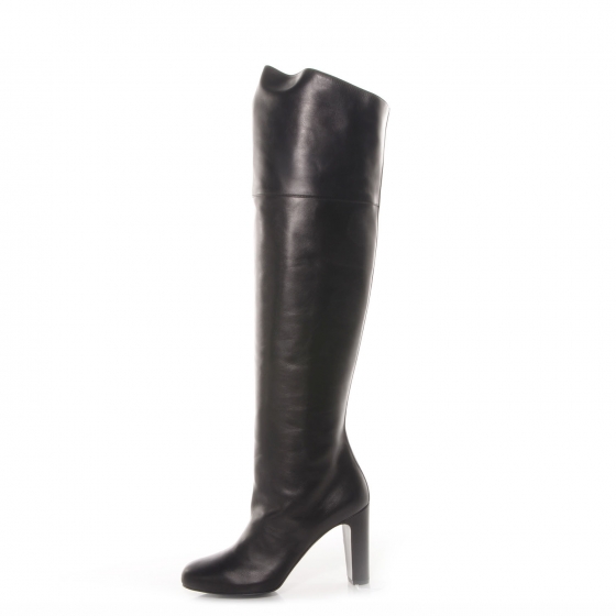 HERMES Calfskin Defile High Heel Boots 40 Black 69548 | FASHIONPHILE