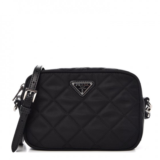 PRADA Nylon Tessuto Impuntu Quilted Crossbody Bag Black 316388