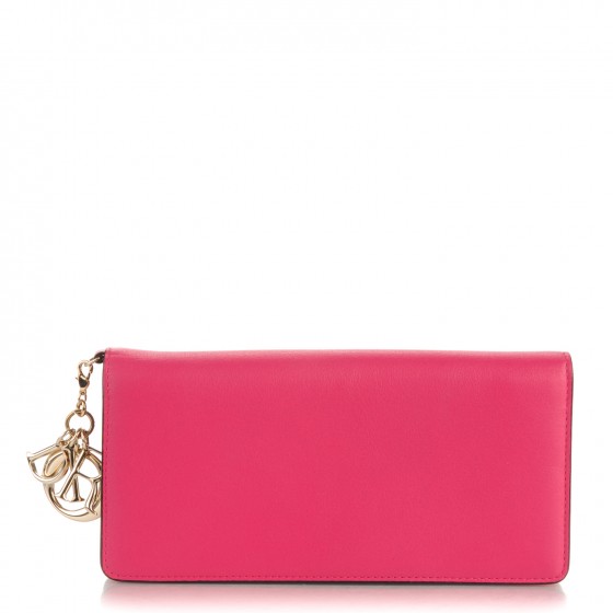 CHRISTIAN DIOR Smooth Calfskin Diorissimo Wallet Pink Red 166182