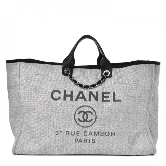 CHANEL Canvas Extra Large Deauville Tote Grey 332376