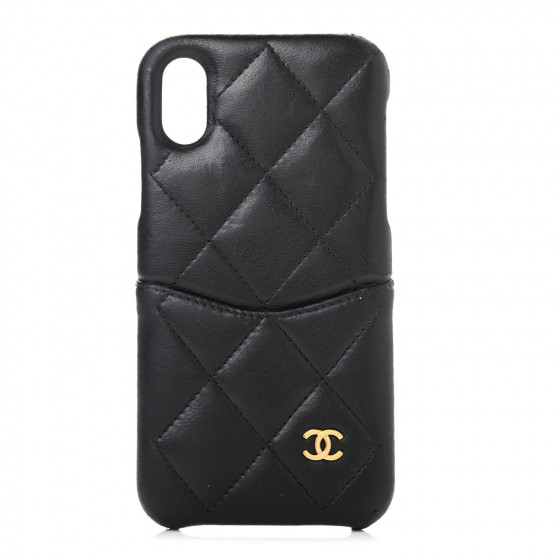 Chanel Lambskin Quilted Iphone X Coco Tech Case Black 826611 Fashionphile