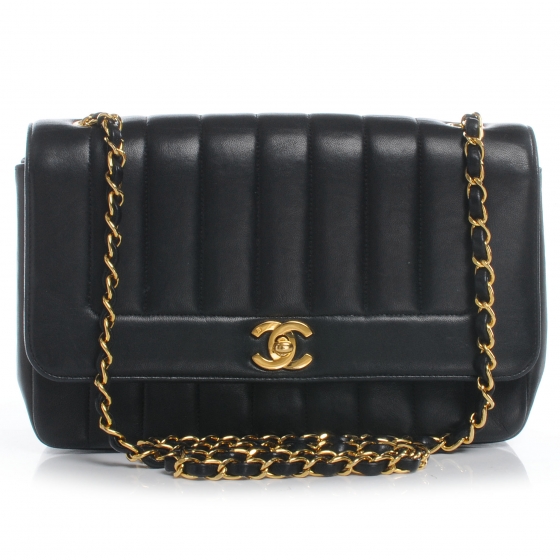 CHANEL Lambskin Vertical Quilted Small Flap Bag Black 48619