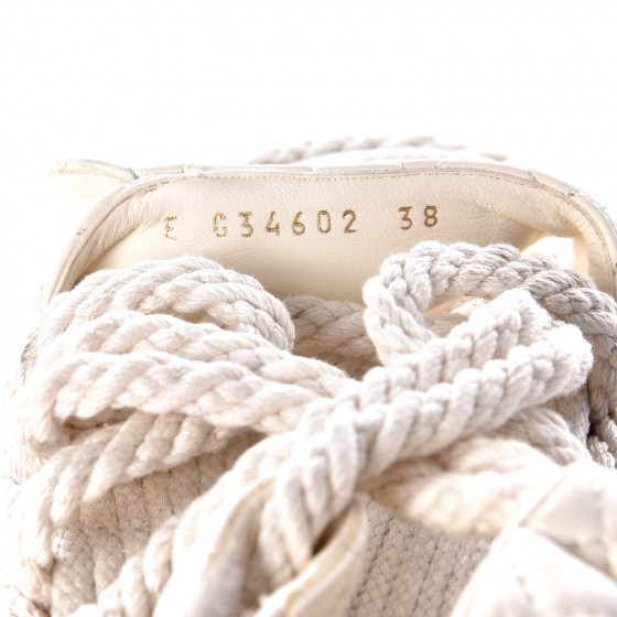 chanel cord and lambskin sandals white