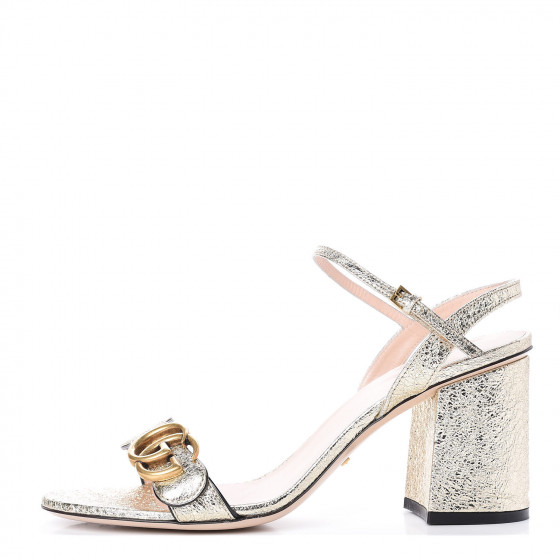 gucci silver marmont mid heels
