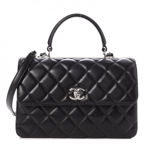 CHANEL Lambskin Quilted Medium Trendy CC Flap Dual Handle Bag Black 269880