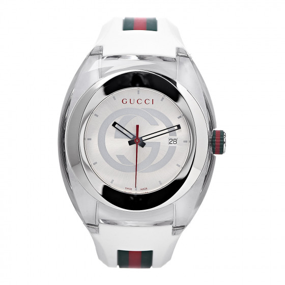 GUCCI Stainless Steel Rubber 46mm Sync Web Quartz Watch White 515902