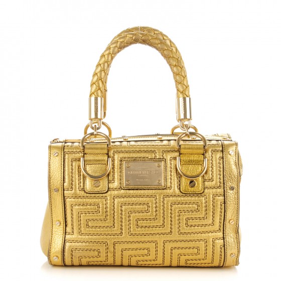 VERSACE Metallic Calfskin Couture Shoulder Bag Gold 158994