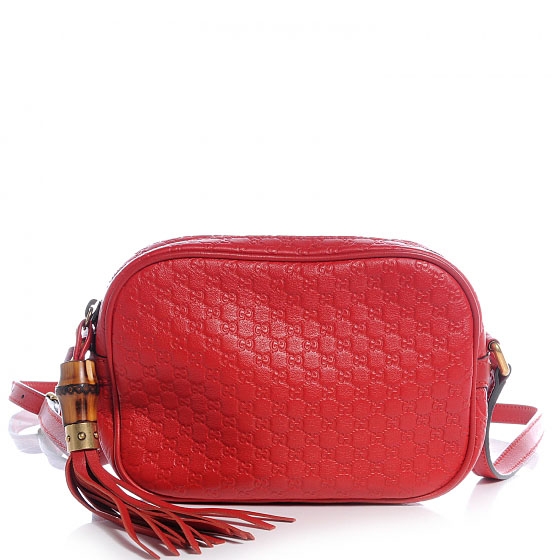 GUCCI Monogram Sunshine Micro Guccissima Disco Crossbody Bag Red 58759