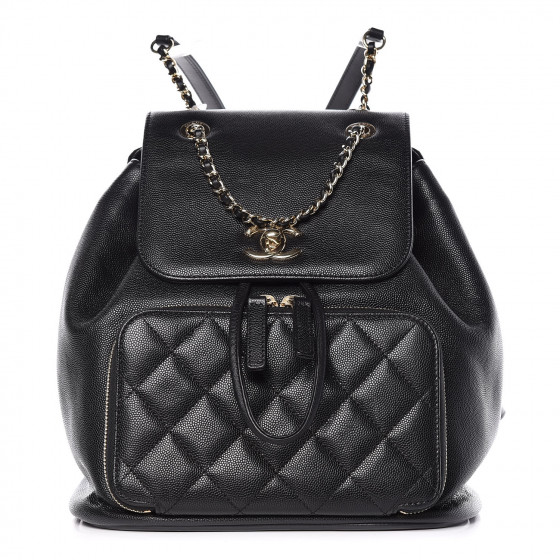 CHANEL Caviar Quilted Business Affinity Backpack Black 322167