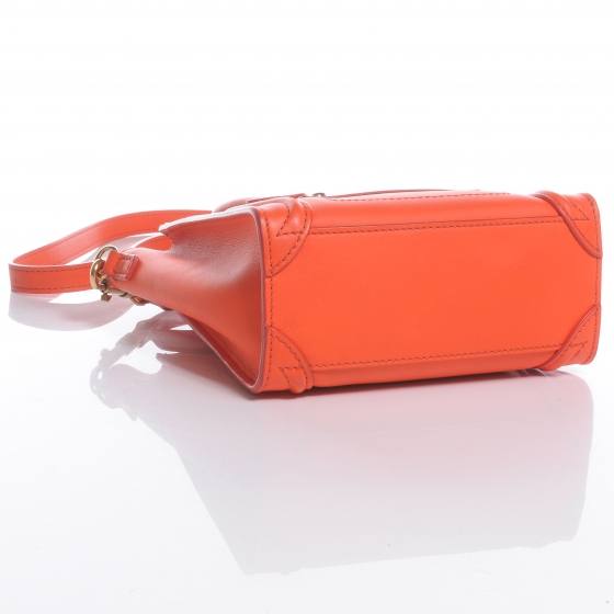 CELINE Smooth Leather Nano Luggage Bag Orange 46750