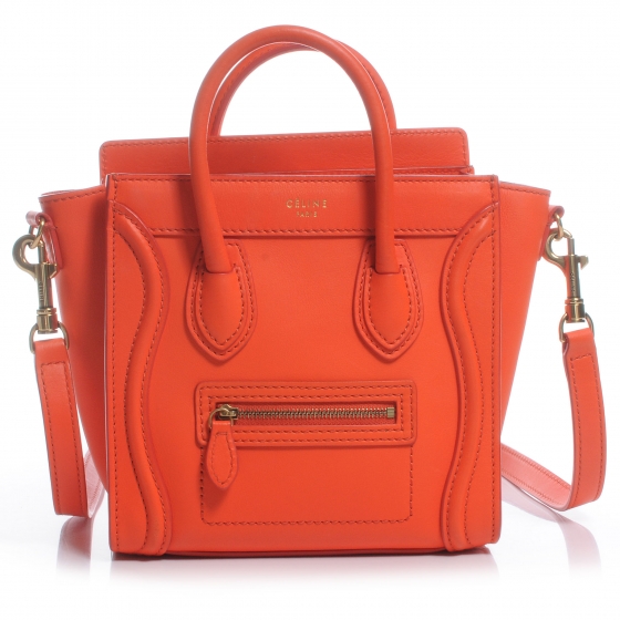 CELINE Smooth Leather Nano Luggage Bag Orange 46750