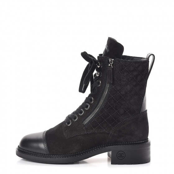 chanel calfskin lace up boots