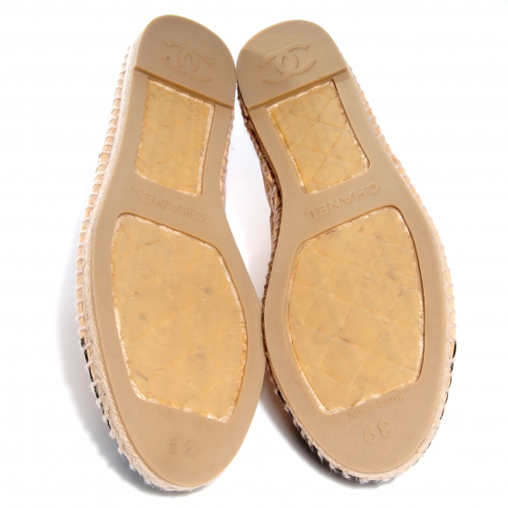 chanel black and tan espadrilles