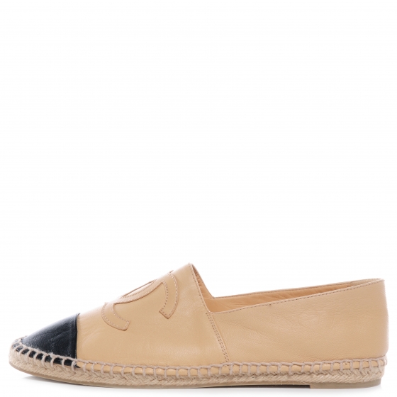 chanel black and tan espadrilles