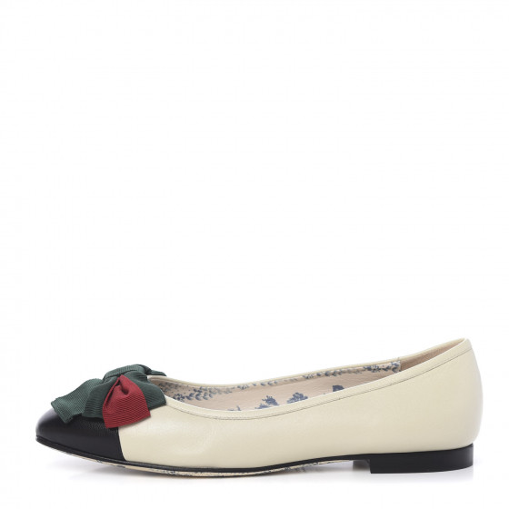 gucci suede ballet flat with web bow