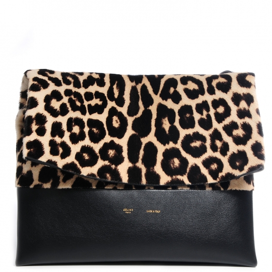 Celine Pony Hair Calfskin Leopard Print All Soft Tote Black Celine Pony Hair Calfskin Leopard Print All Soft Tote Black