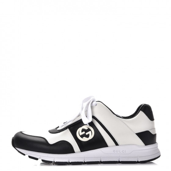 black and white gucci trainers