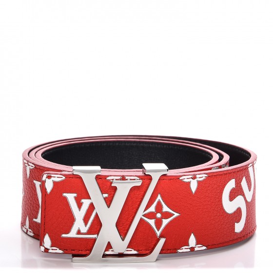 LOUIS VUITTON X Supreme Monogram 40mm LV Initiales Belt 90 38 Red 219770