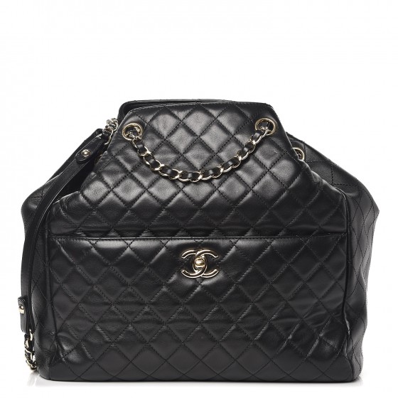 chanel quilted drawstring bag