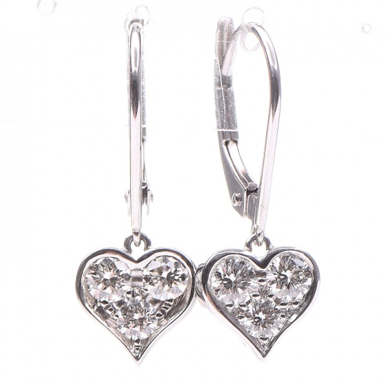 TIFFANY & CO Platinum Diamond Heart Drop Earrings 276004
