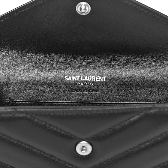 SAINT LAURENT Lambskin Y Quilted Monogram Small Loulou Envelope Wallet ...