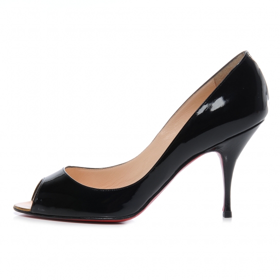 CHRISTIAN LOUBOUTIN Patent Leather Mater Claude 85 Peep Toe Pumps Heels ...