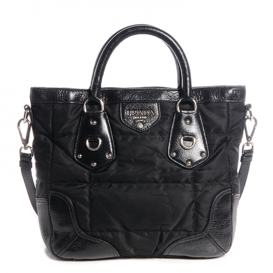 nylon quilted tote handbag