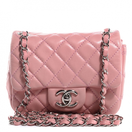 CHANEL Lambskin Quilted Mini Square Flap Light Pink 75109
