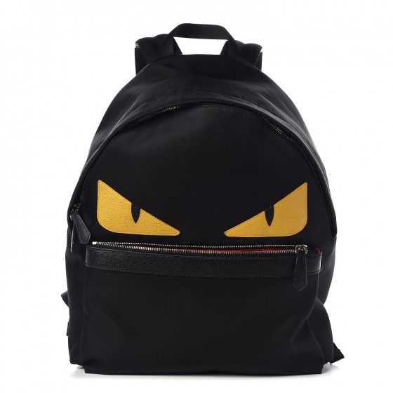 FENDI Nylon Vitello Elite Monster Backpack Black 310829