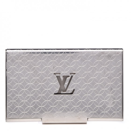 LOUIS VUITTON Metal Champs Elysees Card Holder Silver 340853
