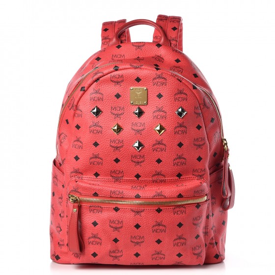 blue and red mcm backpack