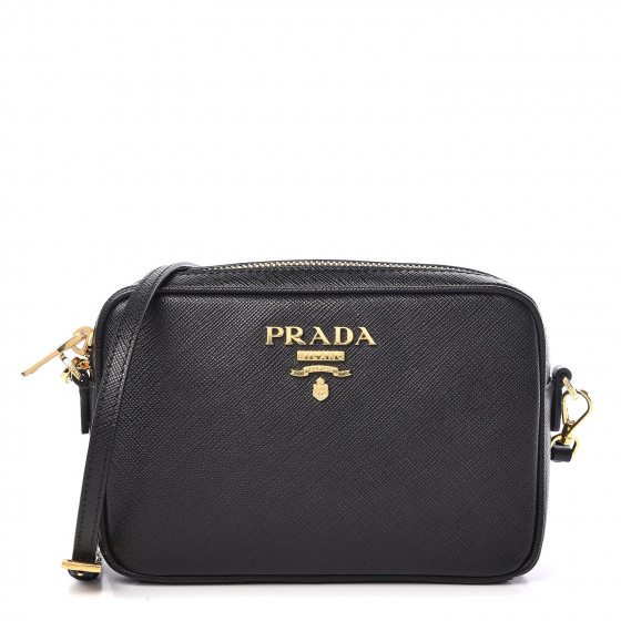 small black crossbody bag cheap PRADA Saffiano Small Camera Crossbody Bag Black 406472