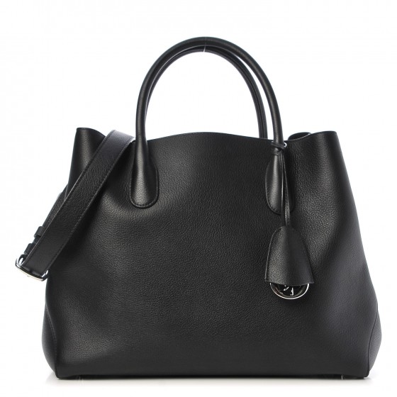 CHRISTIAN DIOR Supple Grained Calfskin Large Open Bar Tote Black 285406
