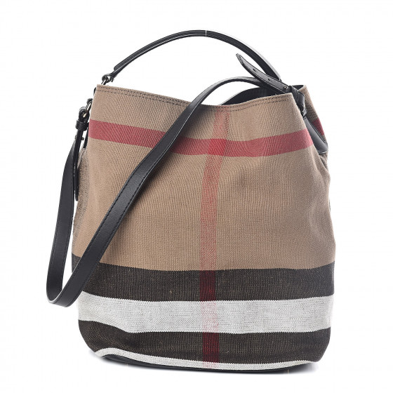 burberry canvas check medium ashby hobo