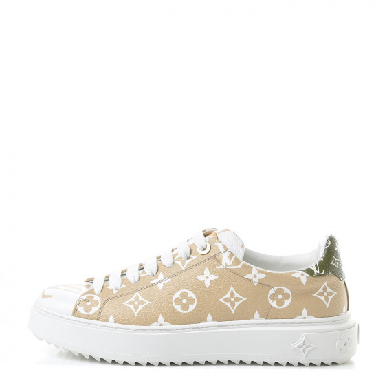 LOUIS VUITTON Giant Monogram Womens Time Out Sneakers 41 Beige 515614