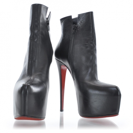 CHRISTIAN LOUBOUTIN Leather Daf Booty 160 Ankle Boots 38.5 Black 30317 ...
