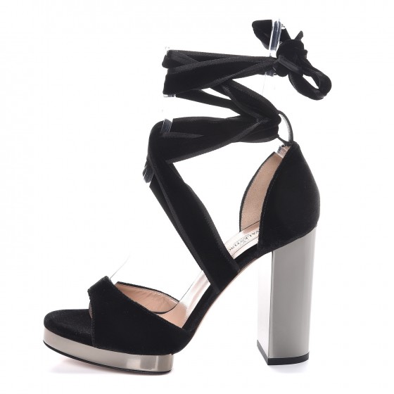 Velvet Ballet Fever Ankle Strap Sandals Heels Black 303236 | FASHIONPHILE