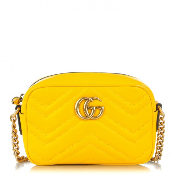  GUCCI  Calfskin Matelasse Mini GG Marmont  Bag  Yellow  167304