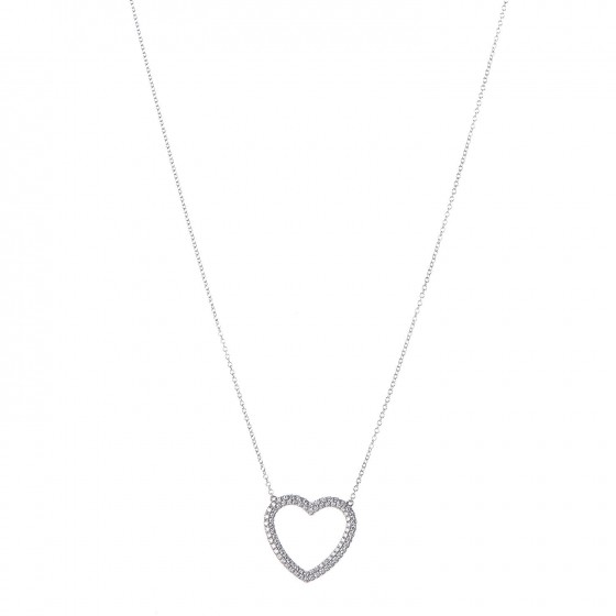 Tiffany 18k White Gold Diamond Large Metro Heart Pendant Necklace 328152 Tiffany 18k White Gold Diamond Large Metro Heart Pendant Necklace Empty Pinch Zoom
