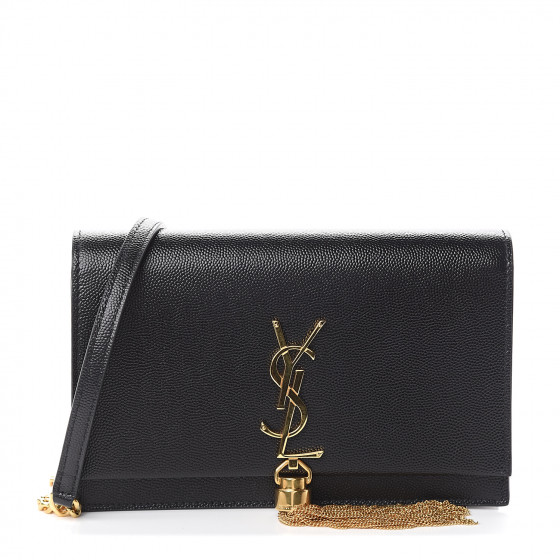 kate chain wallet with tassel in grain de poudre embossed leather